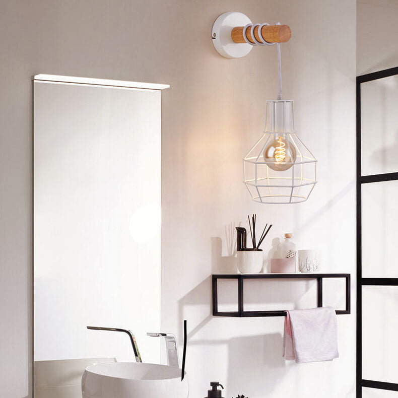 Wrought Iron Cage Shape Wall Lamp