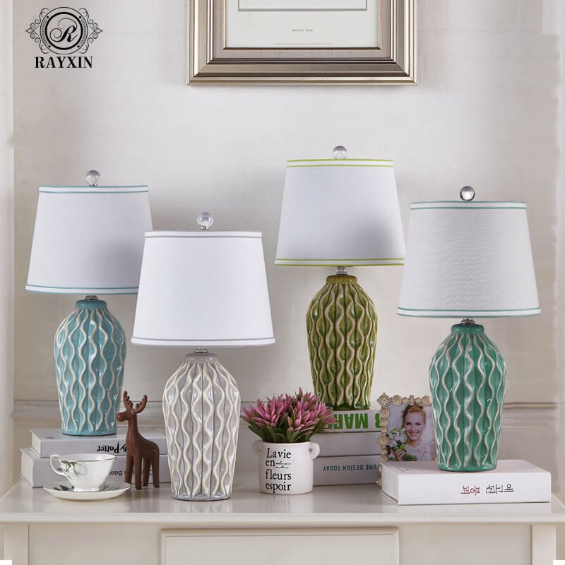 Fabric Ice Cracked Ceramics Table Lamp