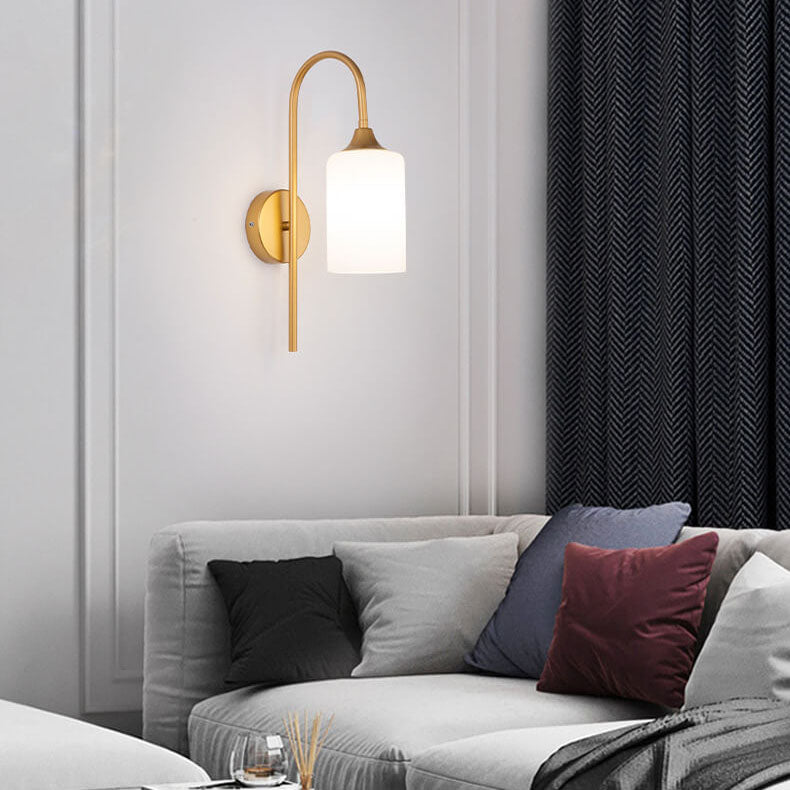 Glass Cylindrical Bending Arm Wall Lamp