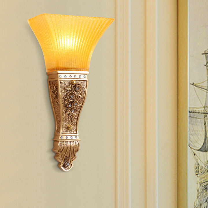 Glass Carving Resin Flared Wall Lamp