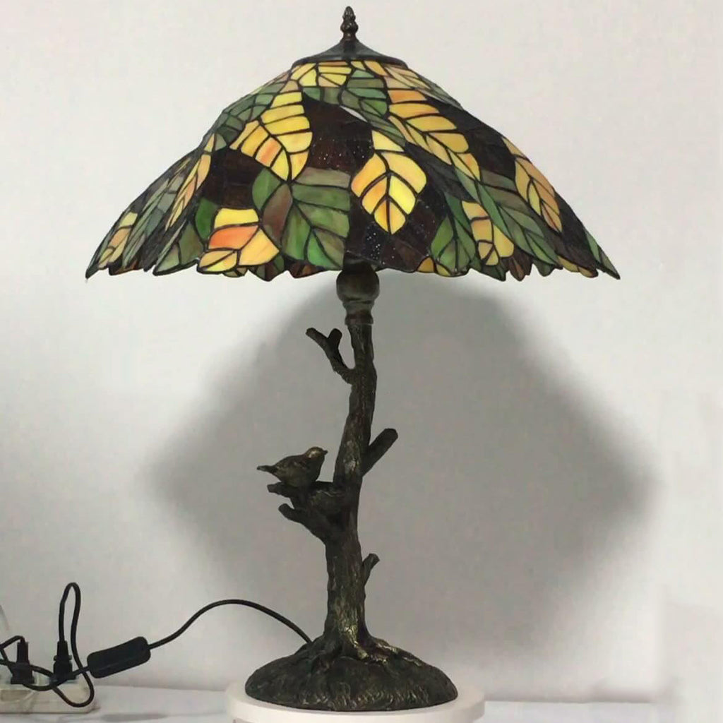 Leaf Stained Glass 2-Light Table Lamp