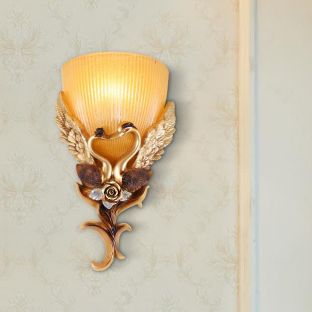 Swan Carving Flared Glass Wall Lamp
