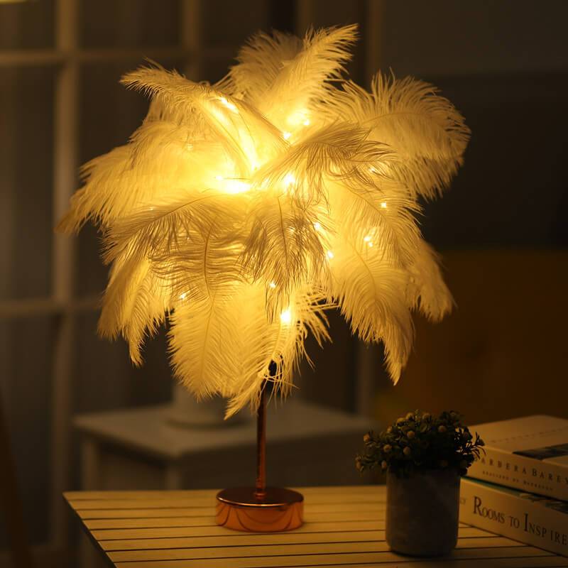 Feather Copper Wire Decoration Table Lamp