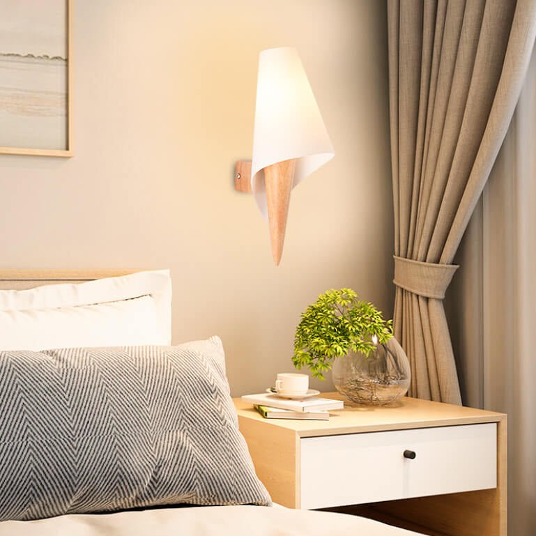 Wide Flare White Glass Wall Lamp