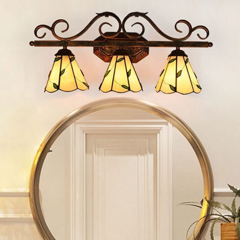 Leaf Stained Glass 3-Light Wall Lamp