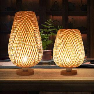 Bamboo Weaving Oval Table Lamp