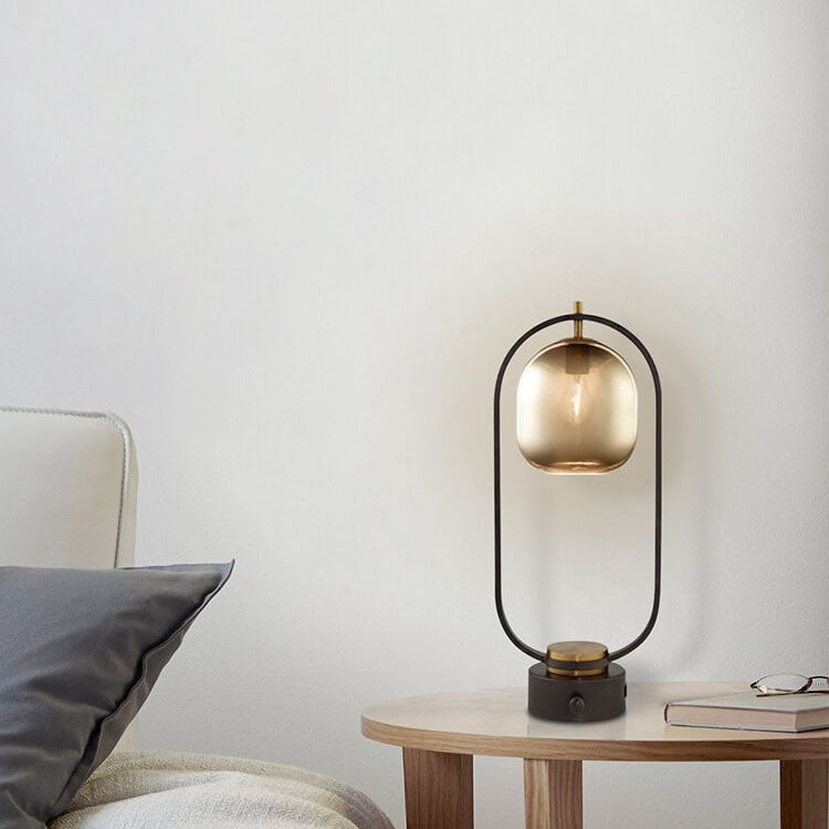 Amber Glass Ring Table Lamp