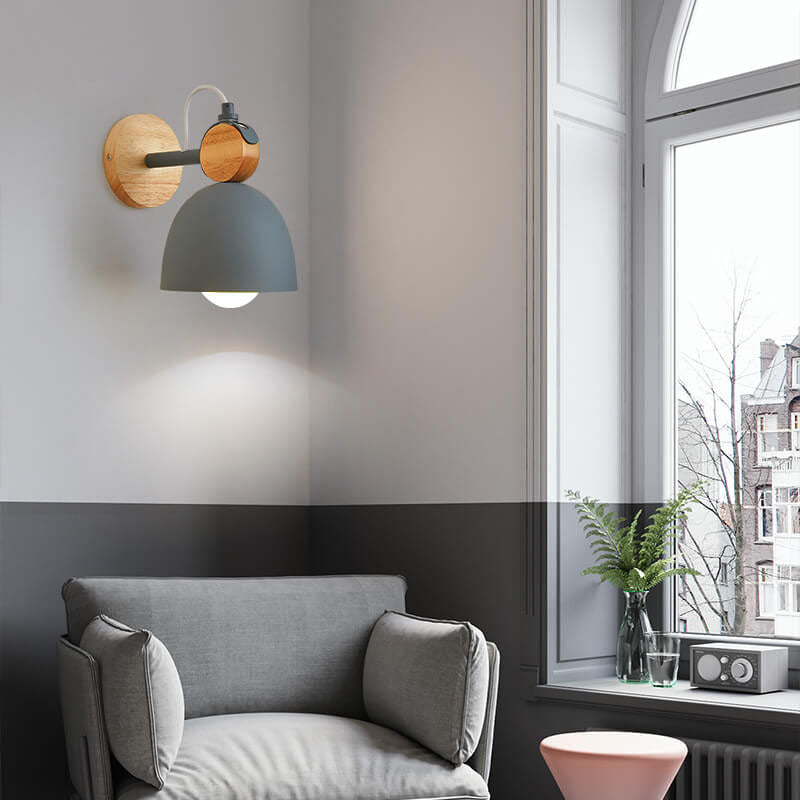 Macaron Dome Wooden Chassis Wall Lamp