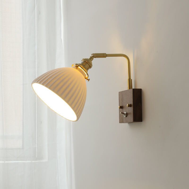Walnut Ceramic Bell Wall Lamp