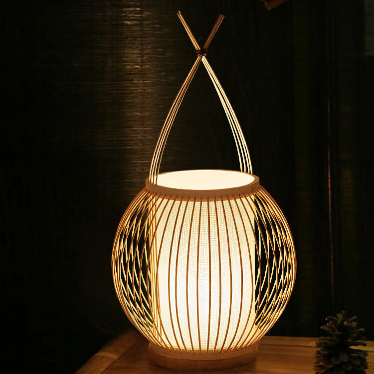Bamboo Weaving Globe Table Lamp
