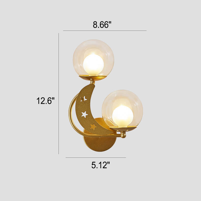 Glass Globe Lampshade Moon 2-Light Wall Lamp