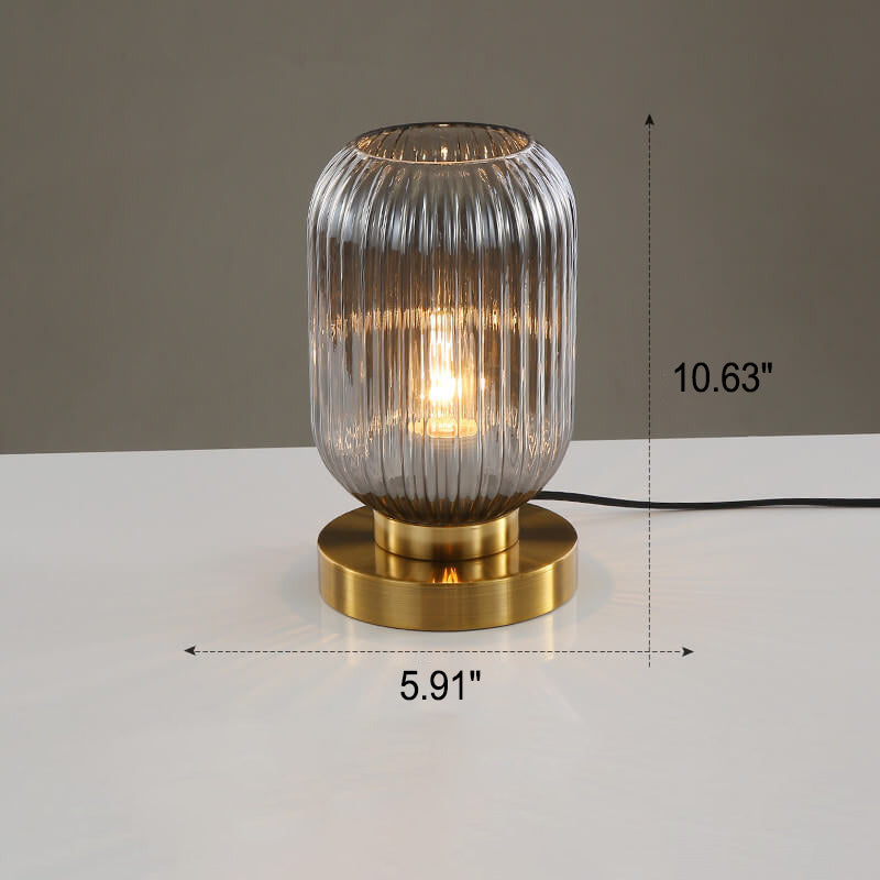 Striped Glass Oval Design Table Lamp