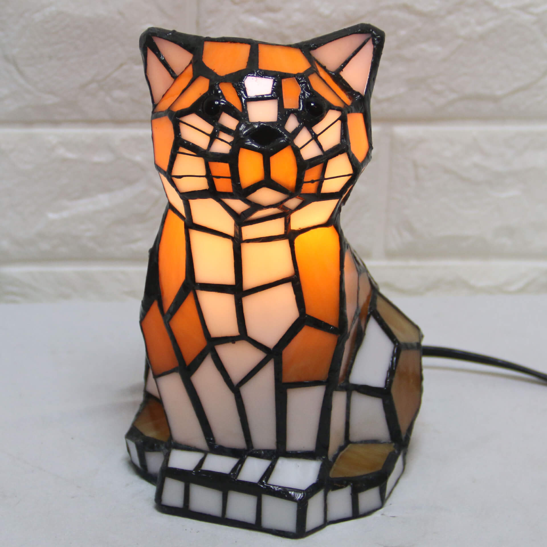 Cats Dogs Stained Glass Table Lamp