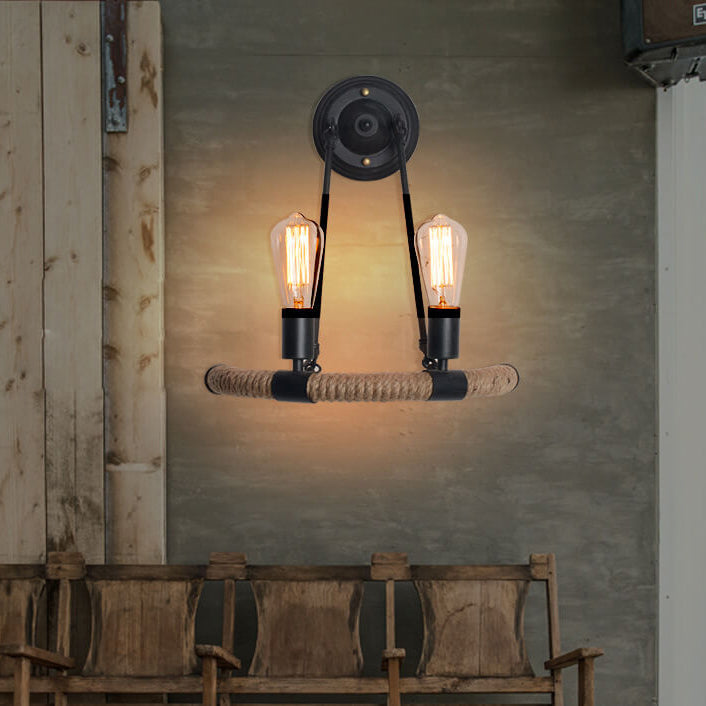 Hemp Rope Iron 2-Light Wall Lamp