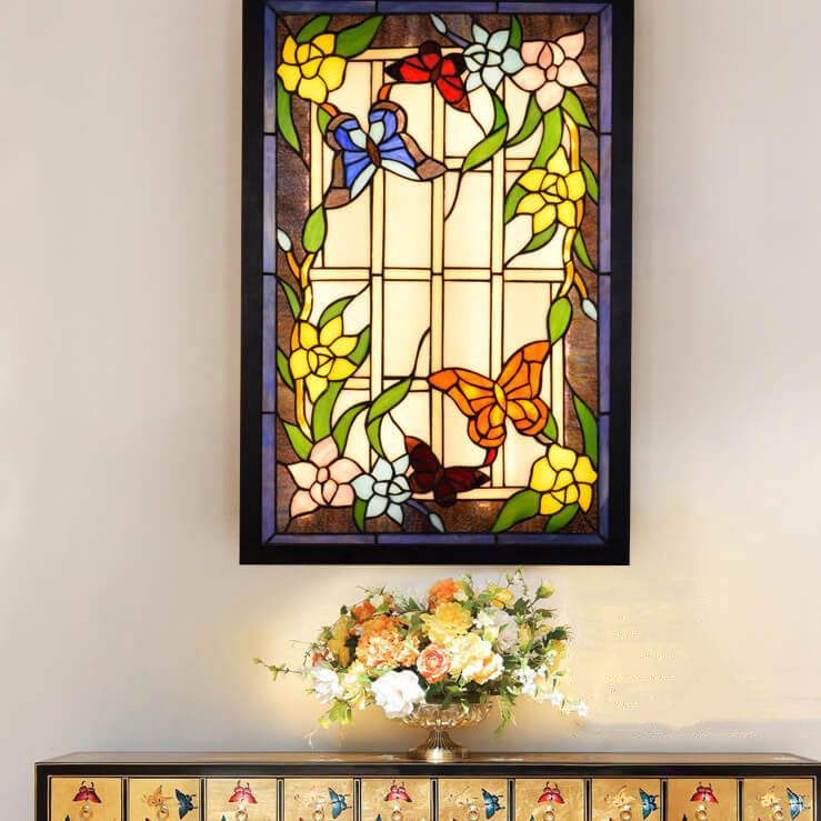 Stained Glass Rectangular Decorative Wall Lamp