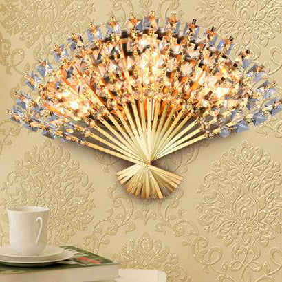 Crystal Fan Shape 3-Light Wall Lamp