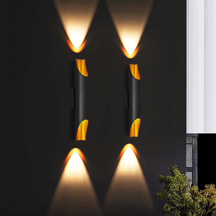Cylindrical Aluminum Black Gold 2-Light Wall Lamp