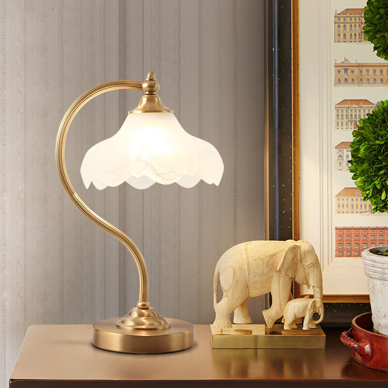 Brass Glass Petal Table Lamp