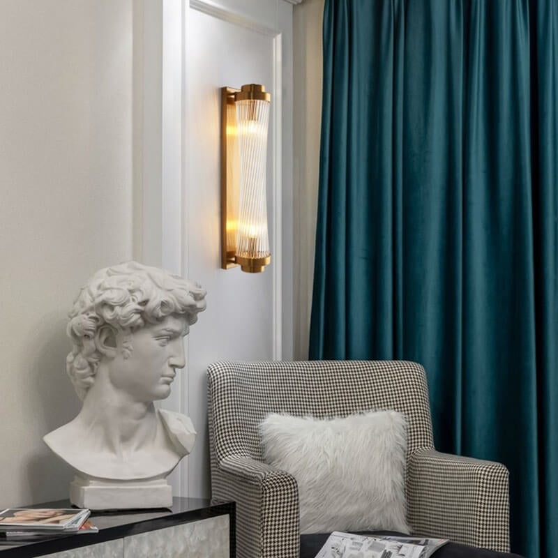 Crystal Cylinder Column Rotation 2-Light Wall Lamp