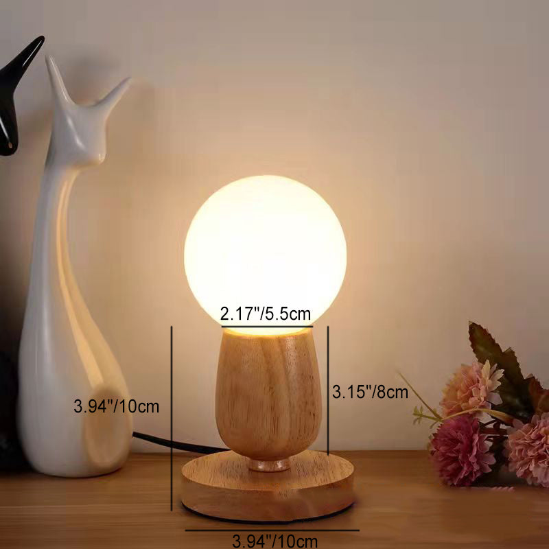 Orb Glass Wood Bedroom Table Lamp