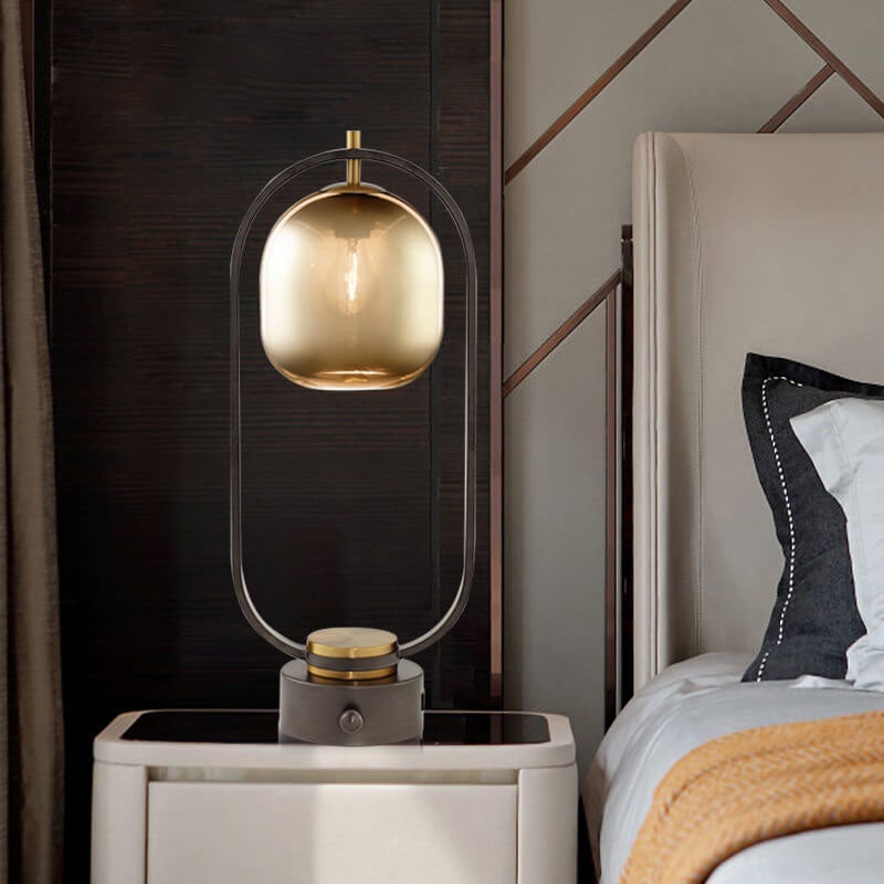 Amber Glass Ring Table Lamp