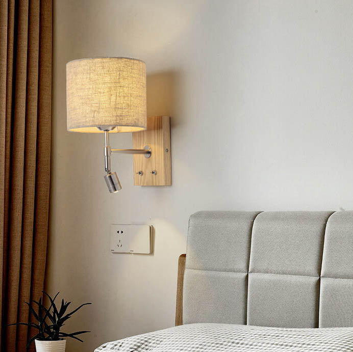 Fabric Wooden Wall Lamp