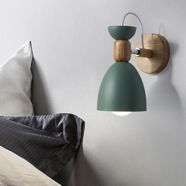 Macaron Iron Solid Wood Wall Lamp