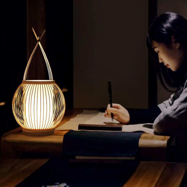 Bamboo Weaving Globe Table Lamp
