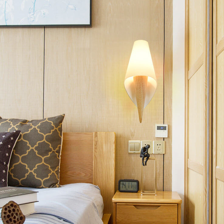 Wide Flare White Glass Wall Lamp