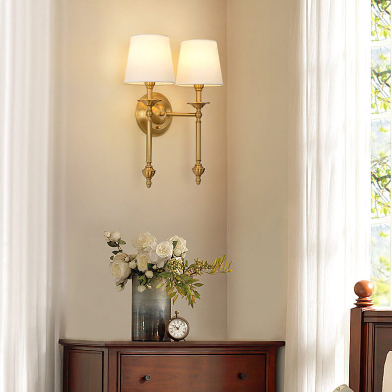 Brass Fabric 1/2 Wall Lamp