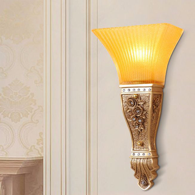 Glass Carving Resin Flared Wall Lamp