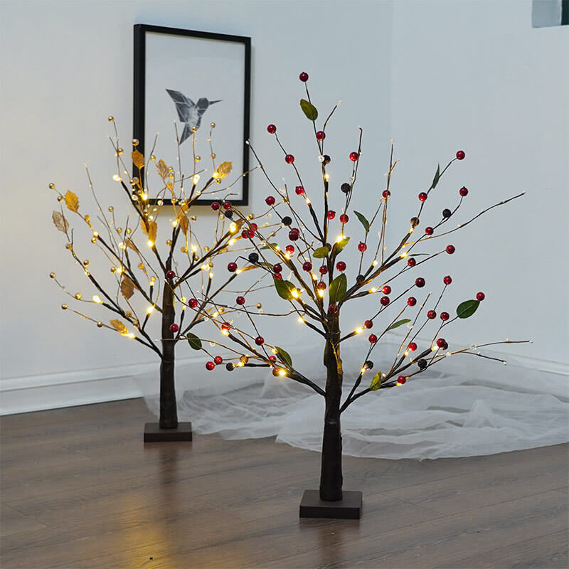 Red Fruits Pine Tree Table Lamp
