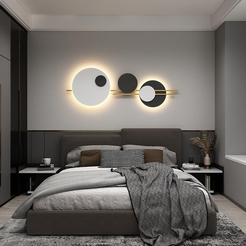 Round Iron Faux Leather Wall Lamp