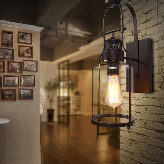 Iron Glass Jar Wall Lamp