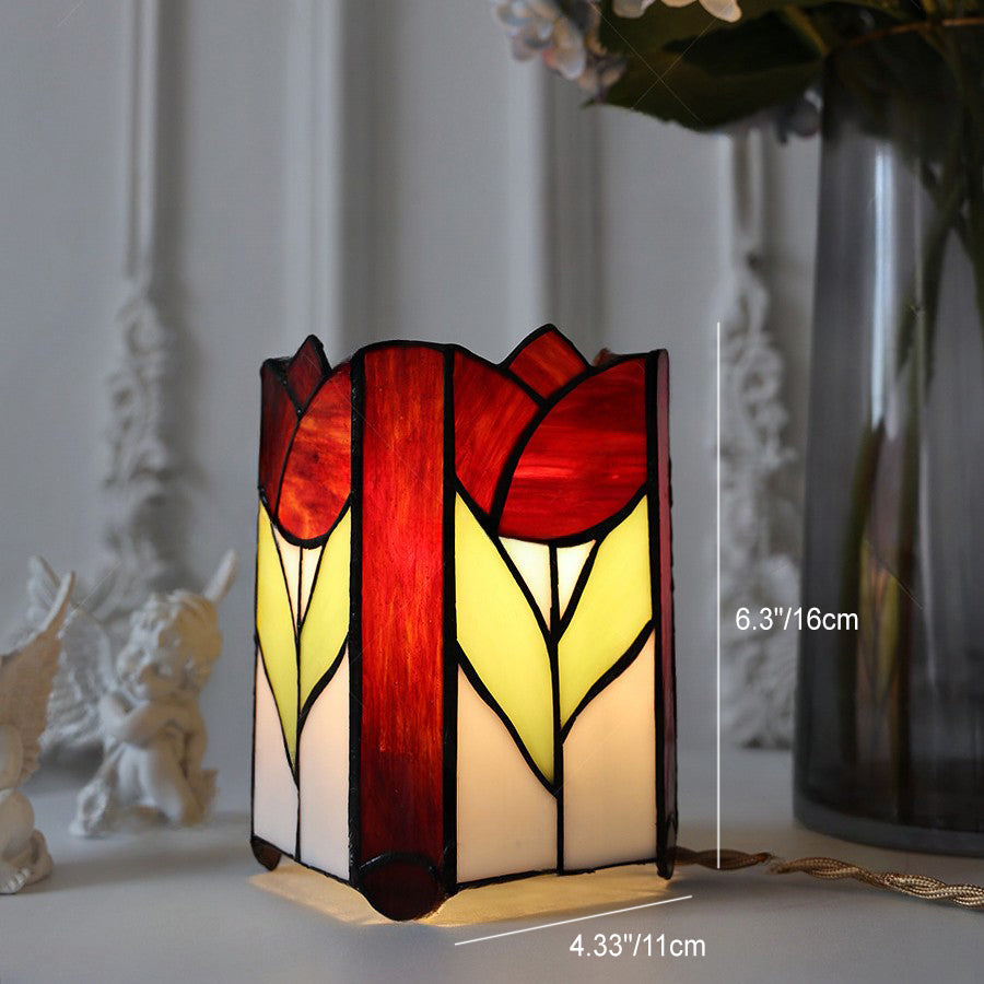 Square Glass Bedroom Table Lamp