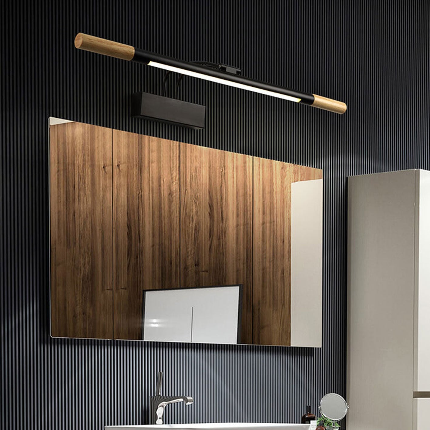 Solid Wood Curved Arm Wall Lamp