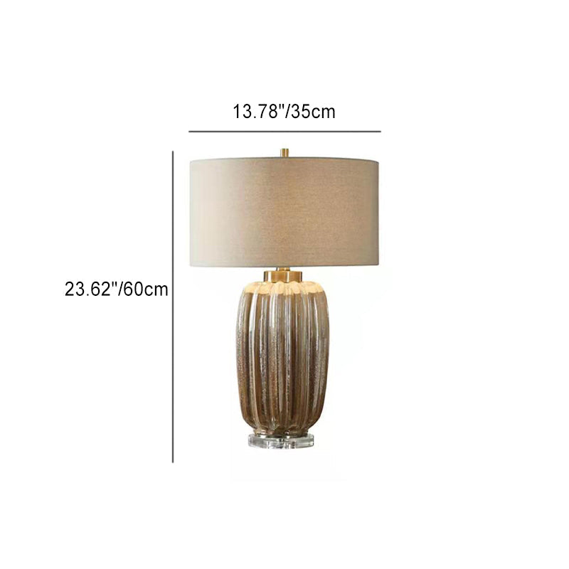 Column Ceramic Fabric Living Table Lamp