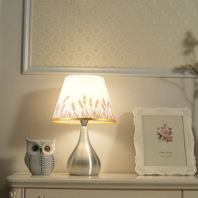 Fabric Lampshade Silver Table Lamp