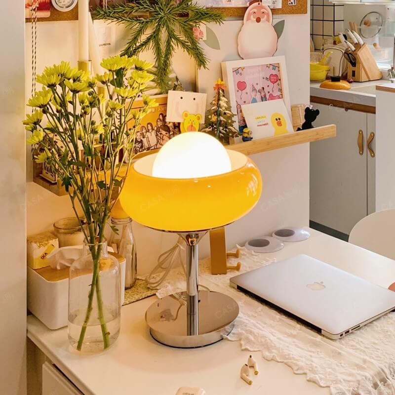Glass Egg Tart Iron Table Lamp