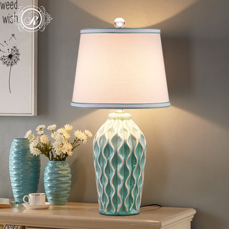 Fabric Ice Cracked Ceramics Table Lamp