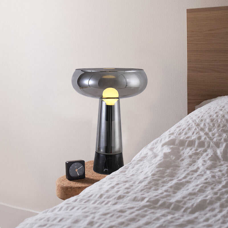 Glass Column Marble Table Lamp