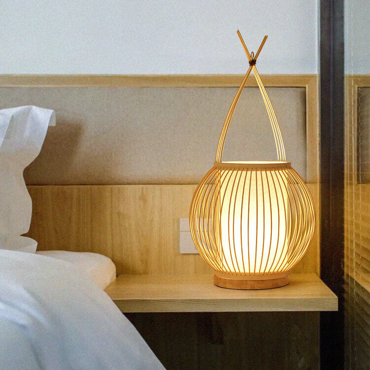 Bamboo Weaving Globe Table Lamp