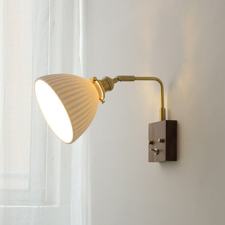 Walnut Ceramic Bell Wall Lamp