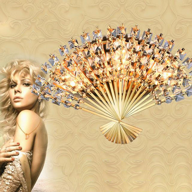 Crystal Fan Shape 3-Light Wall Lamp