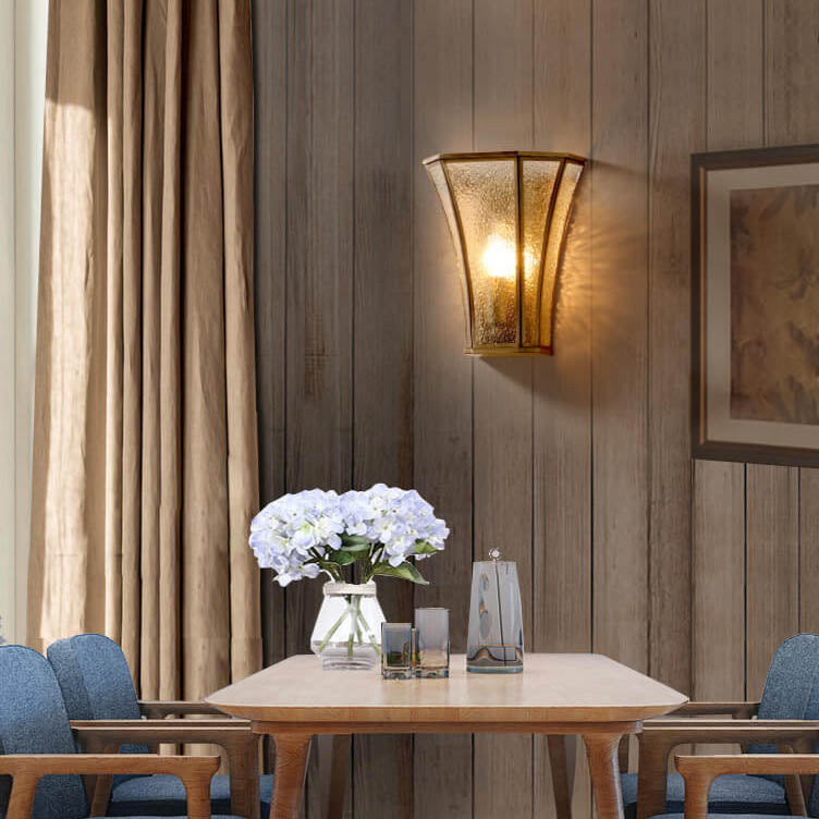 Glass Brass Column Wall Lamp