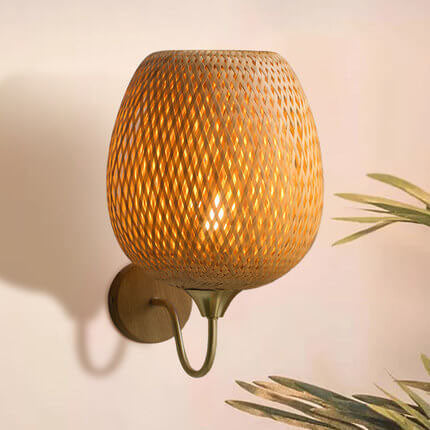 Bamboo Weaving Handwoven Round Wall Lamp