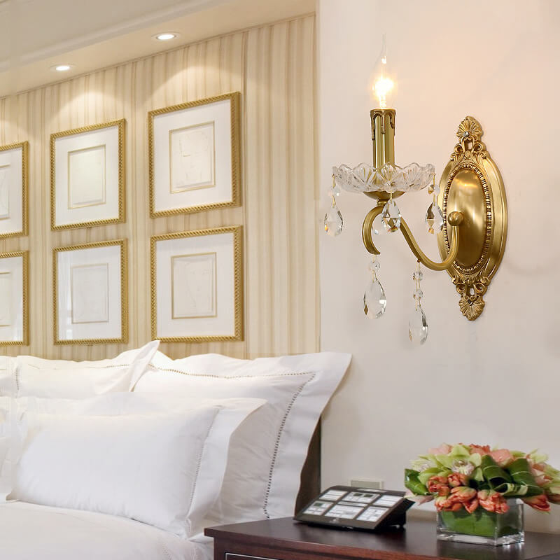Brass Crystal Candle 1/2 Wall Lamp