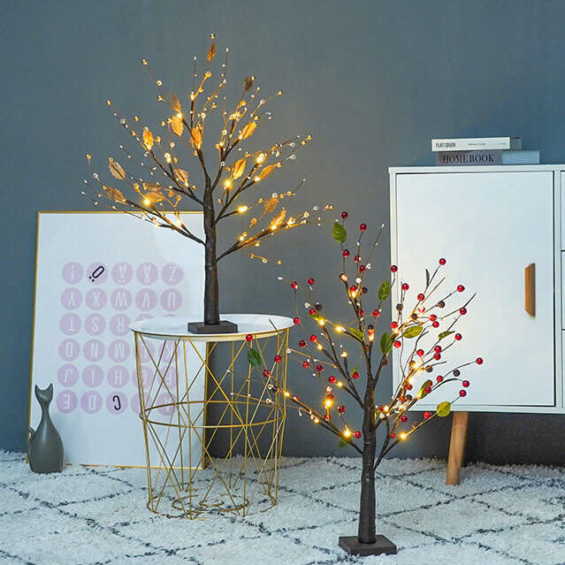 Red Fruits Pine Tree Table Lamp