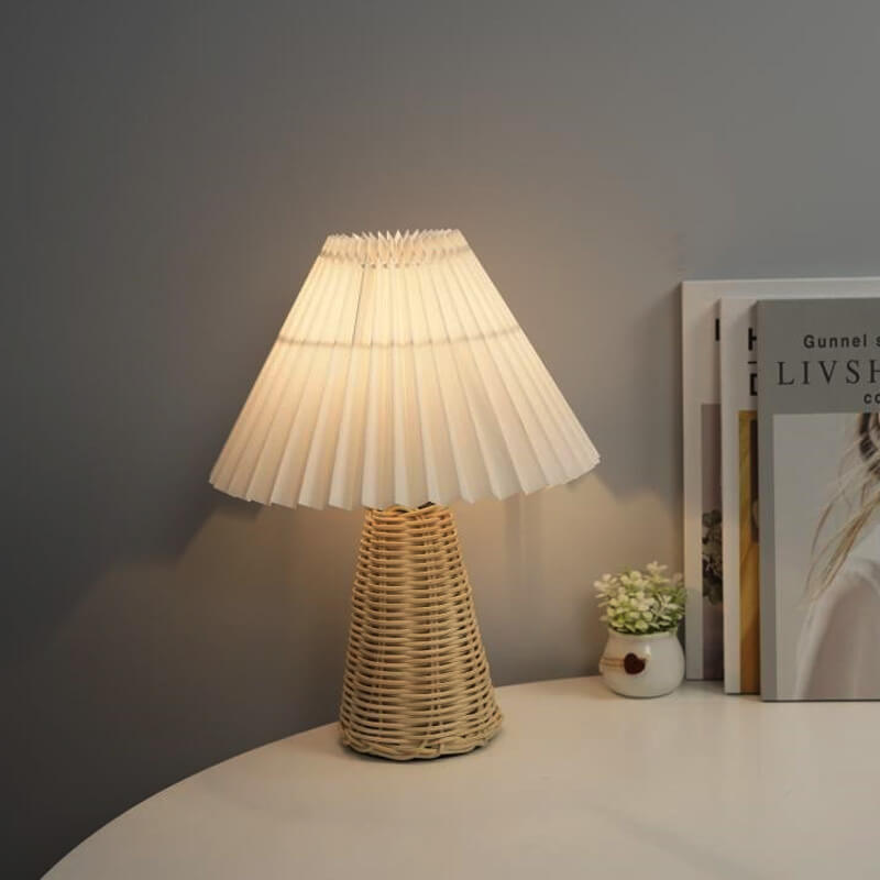 Pleated Fabric Tapered Table Lamp