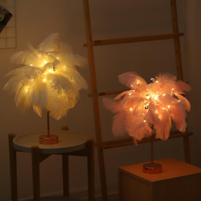 Feather Copper Wire Decoration Table Lamp